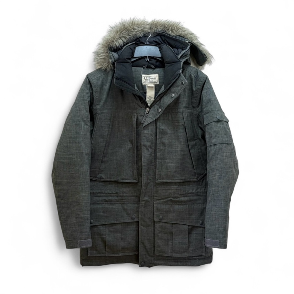 L.L Bean Gray Baxter State Parka Goose Down Jacket Coat Medium Winter Ski Snow